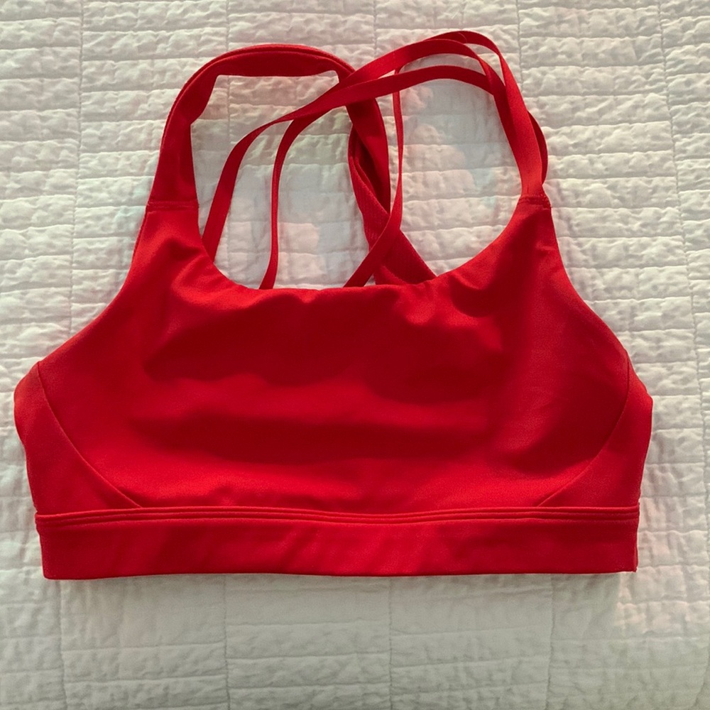 red athleta sports bra never worn